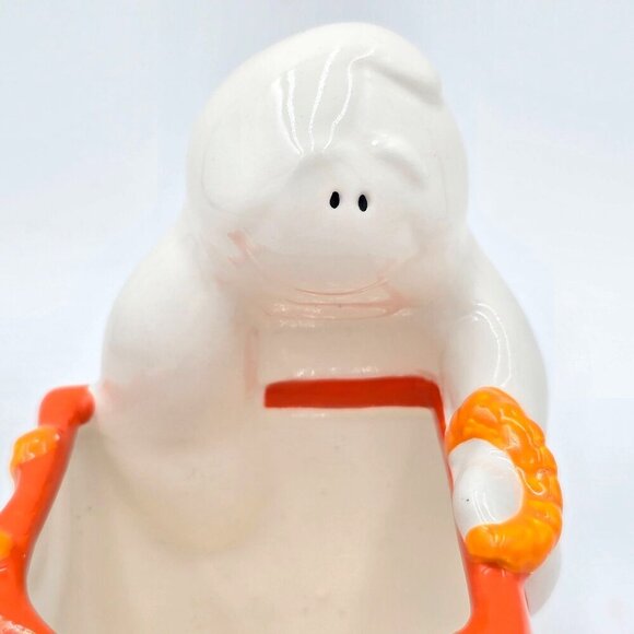 Vintage American Greetings Ghost "Trick Or Treat" Ceramic Candle Votive Holder - Picture 3 of 12
